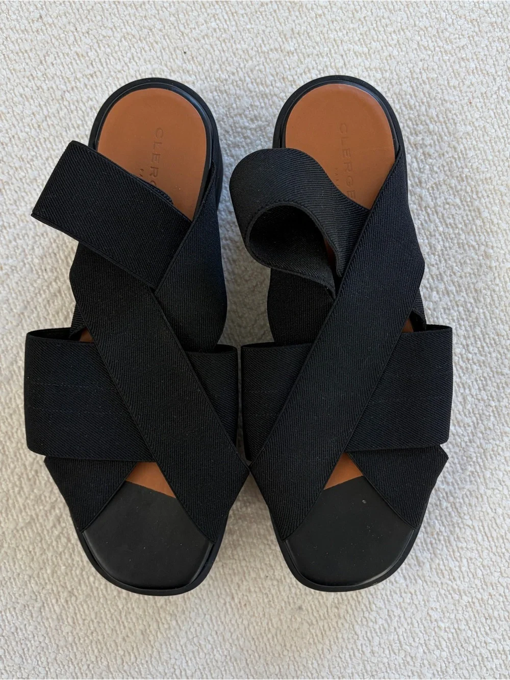 Robert Clergerie Paris Black Elastic Crossover Sandals